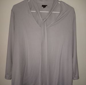 Woman's Grey Worthington Dress Shirt with attached scarf.